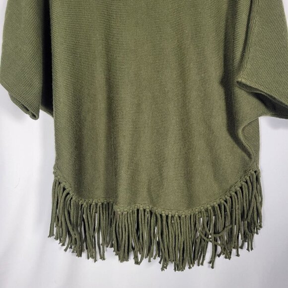 Kate & Mallory Elbow-Length Dolman Sleeve Green Fringed Hem Sweater Size XL - Picture 4 of 10